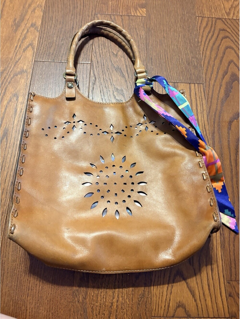 Patricia Nash Podesta Laser Cut Metallic Crossbody Missing Strap Pre-Owned